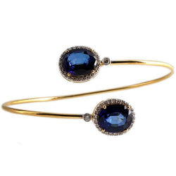 18K Yellow Gold Blue Sapphire Diamond Bracelet