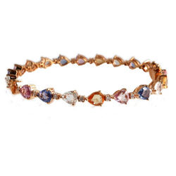 18K Yellow Gold Multi Sapphire Diamond Bracelet