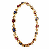 18K Yellow Gold Ruby Blue Sapphire Bracelet