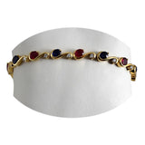 18K Yellow Gold Ruby Blue Sapphire Bracelet