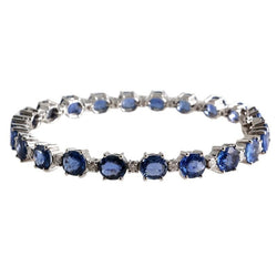 18K White Gold Blue Sapphire Bracelet