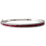 18K White Gold Ruby Diamond Bangle