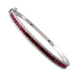 18K White Gold Ruby Diamond Bangle