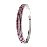 18K White Gold Ruby Diamond Bangle