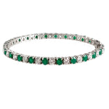 18K White Gold Emerald Diamond Bracelet