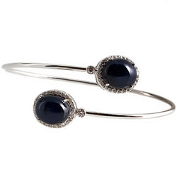 18K White Gold Blue Sapphire Diamond Bracelet