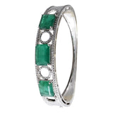 18K White Gold Emerald Cz Bangle